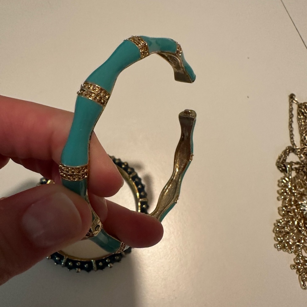 Lilly Pulitzer Blue and Gold Bracelet with Intricate Detailing